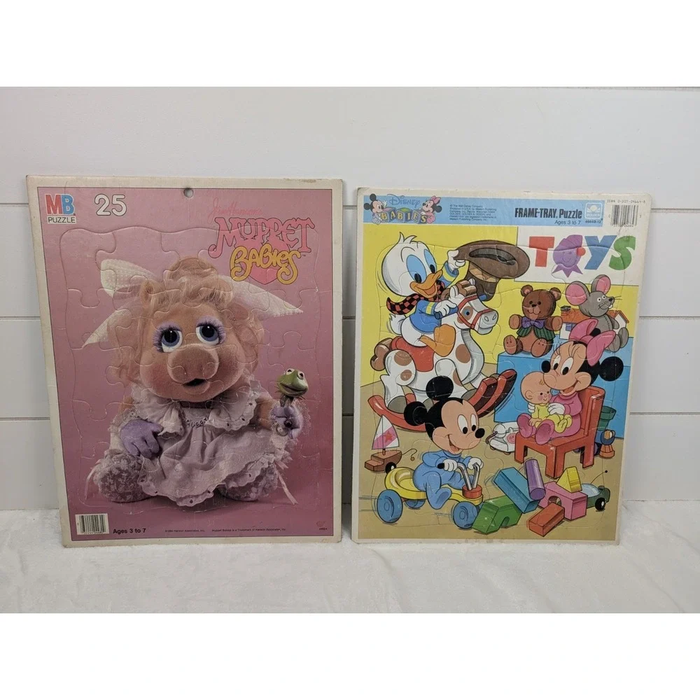 Vintage Muppet Babies Frame Tray‎ Puzzle Disney Babies Miss Piggy Mickey 80s